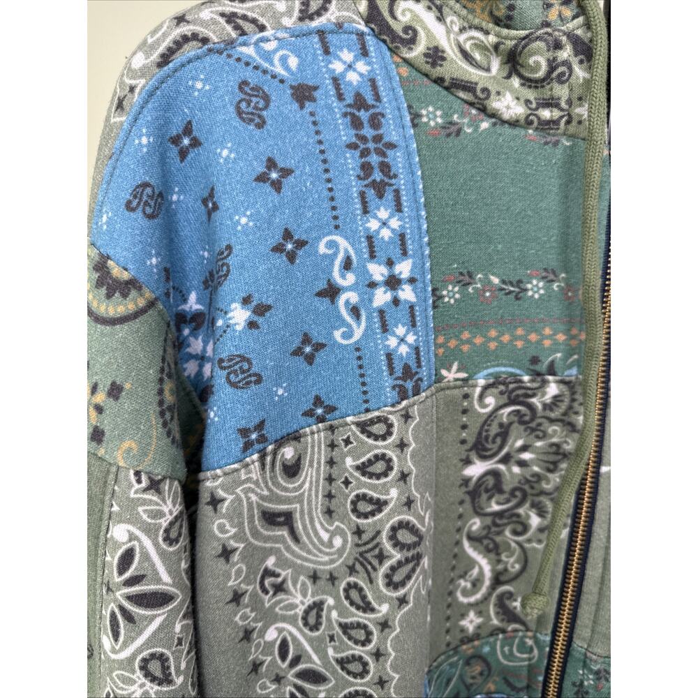 AVIATOR NATION-BANDANA QUILTED Relaxed ZIip Hoodie-Blue-Unisex Medium-Washed 1 x - Picture 7 of 14